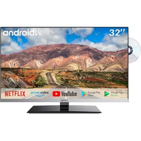 SYLVOX Smart RV TV, 32 inch TVs with DVD Player Built-in, 12 Volt for RV Camper 1080P FHD, Android Smart Free Download APPs, Support WiFi Bluetooth, 2 HDMI & 2 USB, AC/DC Powered, Frameless Design