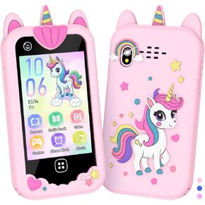 Kids Smart Phone for Girls Boys – Kids Cell Phone Toys Ages 3-10 with Touchscreen, Dual Camera, Music Player, 17 Games Toddler Learning Phone Birthday Gifts for 3 4 5 6 7 8 Years Old, 8GB Card, Pink