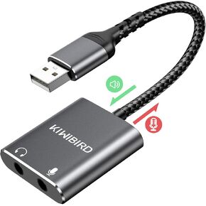 External USB Sound Card 3.5mm Jack Audio DAC Stereo Cards Adapter Line in Out Compatible with Headphone Headset Microphone Converter Gaming PC Laptop Mac PS5 PS4 Raspberry Pi Windows Linux