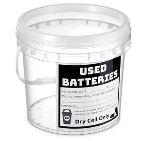Baderke Battery Disposal Container Battery Recycling Container 1.32 Gallons Capacity Dry Cell Storage Recycling Bin with Label(Circle)