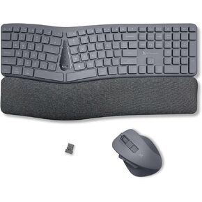 X9 Wireless Ergonomic Keyboard and Mouse Combo - Type Comfortably Longer - Ergo Split Keyboard with Soft Wrist Rest for PC, Mac, iOS, Android, Bluetooth/2.4G Rechargeable, Multi-Device - Gray