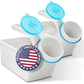 Male Urinal with Glow in The Dark Lid (2 Bottles) 32 Oz Urine Bottles for Men - Pee Bottles for Hospitals, Emergency and Travel