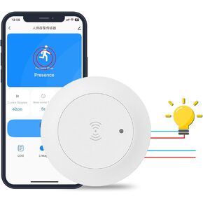 Haozee Human Presence Sensor,2.4 GHz Wi-Fi Required,Smart Mmwave Radar Presence Sensor with Light Switch,Auto-On/Auto-Off,No Hub Needed,for Home Security Home Automation