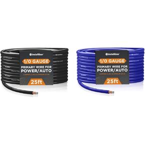 InstallGear 1/0 Gauge Wire (50ft) Copper Clad Aluminum CCA - Primary Automotive Wire, Car Amplifier Power & Ground Cable, Battery Cable, Car Audio Speaker Stereo, Trailer Wiring Welding Cable 1/0 ga