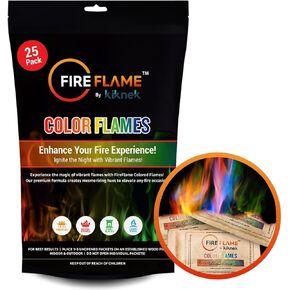 Fireflame Fire Color Changing Packets - Magical Flames Color Fire Packets - 25 Pack - for Outdoor Pit, Fireplace, Bonfire, Campfire, Camping Accessories for Kids & Adults