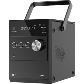 Portable CD Player Boombox 10W x2 | Built-in Rechargeable Battery | FM Radio/Bluetooth/USB/AUX Input | 3.5mm MIC & Headphone Port | Clear Stereo Sound | Remote Control (White 118)