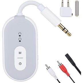 Bluetooth Transmitter Receiver, Bluetooth 5.3 Adapter for Airplane TV, Gym, Up to 2 AirPods/Headphones,Wireless Audio Adapter for Travel & Home/Car Stereo