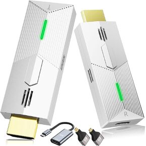 Wireless HDMI Transmitter and Receiver 100Ft/30m, 4K Decode 1080P@60Hz Plug & Play HDMI Wireless Adapter, Portable Dual Band 2.4G/5G for Office Meetings, Home Theater, Outdoor Use Whtie