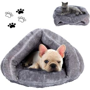 VeMee Cat Bed Cat Sleeping Bag Sleep Zone for Puppy Cat Rabbit Bed Small Animals Shearling Sleeping Bag (Grey)