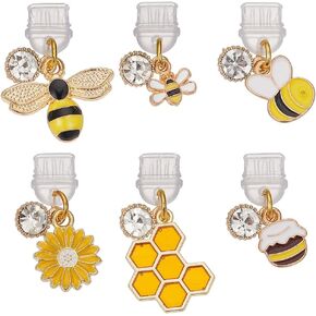 OLYCRAFT 6Pcs Dust Plug Charm Type C Anti Dust Plugs 0.8~1.3 inch Long Mobile Dustproof Plugs with Bee Honeycomb Pendants USB C Port Caps Protector Pendants Charging Port Plugs for Most Type C Phone