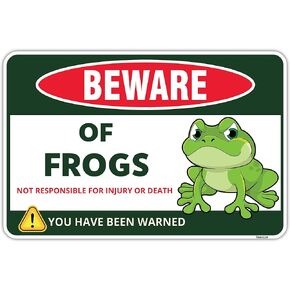 Venicor Frog Sign Decor - 8 x 12 Inches - Aluminum - Cute Frog Gifts for Frog Lovers Women - Frog Tank Decorations Accessories Stuff