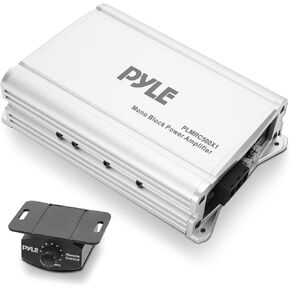 Pyle Mono-Block Audio Amplifier System - Class D Compact Car Amp, Weather Resistant, IPX4 Rated, for Car, ATV, UTV, Jeep, Motorcycle, Marine, Soft Turn On/Off, Power Protection, 7.95"x4.33"x1.87"