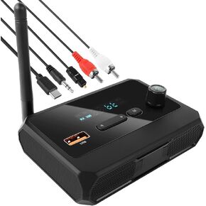 Fancywhoop Bluetooth 5.3 جهاز استقبال ، جهاز إرسال RCA البصري AUX 3.5 مم لـ Home Stereo Low Contency HD Music Adio ، RCA Bluetooth Adapter للمكبرات الدبانية التي تدفق الموسيقى المنزلية ، AUX/USB
