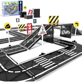 Mruikeny Magnetic Tiles Road Set, Magnetic Blocks Building Toys for 3+ Year Old Boys Girls, Magnetic Construction Toys Preschool Educational Kids Toys Magnetic Tiles for Toddlers 1-3 3-5 5-7