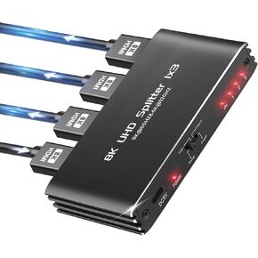 Avedio Links HDMI 2.1 Splitter 1 in 2 Out ، 8K@60Hz HDMI Flitter for Mirror Screen (لا تمتد شاشة مختلفة) ، دعم 48 جيجابت في الثانية ، 4K@120Hz ، HDCP 2.3 ، HDR 10+ ، RGB 4: 4 ، لأجهزة PS5/Xbox/Prederge.