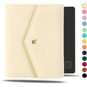 NEORAH — A5 Notebook SLEEVE with Envelope Flap Closure + Dotgrid JOURNAL | Faux Leather Sleeve + Penloop | Bookmarks | Front & Back pocket | 6 Card Slots |Gift Box— Fits any A5 Softcover Moleskine