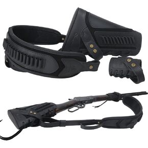 WAYNE'S DOG No Drill Leather Rifle Sling with Gun Buttstock for Lever Action .357 .30-30 .30-06 .44 .45-70MAG, .22LR