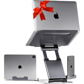 Lifelong 360 Rotating Ergonomic Laptop Stand for Desk, Laptop Riser with Swivel Base, Adjustable Computer Stand for 10-17" MacBook Pro & All Laptops- Portable Standing Desk Converter- Height 16"