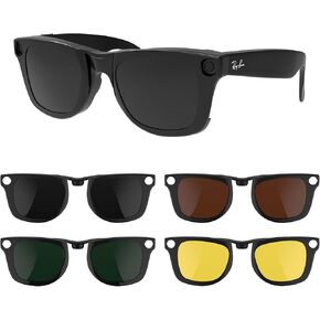 RCstyle 4Pcs Polarized Clip Compatible With Ray-Ban Meta Wayfarer RW4008 Size L 53-22 Smart Glasses Color Changing Clip Set for Man and Woman (Dark Green, Night Vision Yellow, Black, Brown)