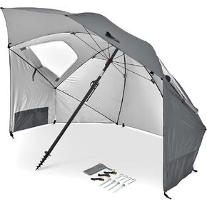Premiere Sport-Brella Premiere Upf 50+ Showmbrella Shelter for Sun and Rain Contreming (8 أقدام) ، Premiere Gray