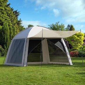 Oasiscove 10x10 Screen House Tent Poppo Popbo - خيمة Camping Canopy مع الشاشة ، والأبواب السحابية ، و Sun House Canopy - خارج الخيام للفناء الخلفي مع الشبكة ، وعرضها في المظلة للتخييم ، والفناء ، والفناء ، سطح السفينة