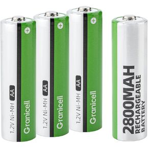 Rechargeable AA Batteries with Charger, 2800mAh 4-Pack NiMH Double A Batteries with Smart 4 Bay USB Fast Charging Battery Charger for Ni-MH Ni-CD