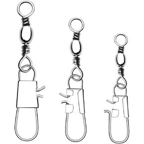 100 PCS Fishing Swivels Snap,Stainless Steel Swivel Fishing Line Connector,Interlock Fishing Hooks Clip,Barrel Snap Swivels for Freshwater and Saltwater Fishing