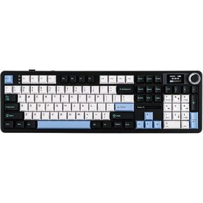 EPOMAKER X Aula F108 PRO Wireless Gaming Keyboard with Screen, 8000mAh Battery, 104 Hot-Swappable and Programmable Keys and Knob, RGB Backlight, for Mac/PC/Android (Blue&White&Black)