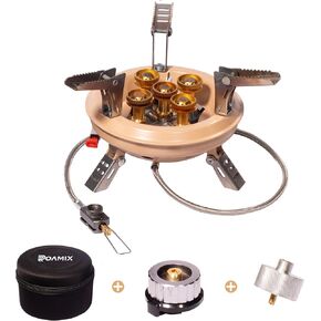 54,500 BTU Multi-Fuel Portable Camping Stove – 16,000W Collapsible Windproof Burner with Fuel Canister Adapter & Carrying Case for Outdoor Cooking, Backpacking & Emergency Use