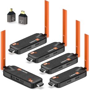 Wireless HDMI Transmitter and 4 Receivers, Support Up to 6 Receivers, 5.8G WELUSOPU HDMI Wireless Extender Streaming Content for PC Laptop Camera Cable Box to Multiple TVs Monitors Projectors -165FT