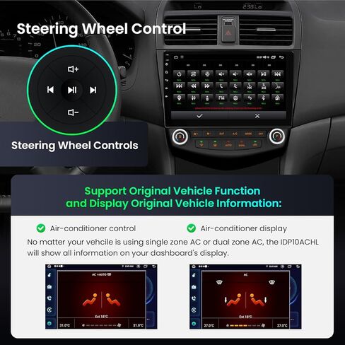 XTRONS Android 14 Car Stereo for Honda Accord 7th 2003 2004 2005 2006 2007, 10.1 Inch Touch Screen Car Radio GPS Navigation Bluetooth Built-in DSP Head Unit Wireless CarPlay Android Auto (4+64GB) in Kuwait