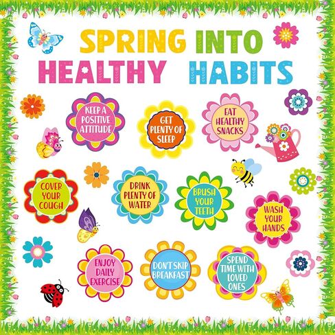 Epakh Spring Reading Bulletin Decortations مجموعة زهور الربيع زهور الفصول الدراسية ديكور زهرة الفراشة لهجات الورق لالتقاطات School School School Spring Supplies (كتاب القراءة) in Kuwait