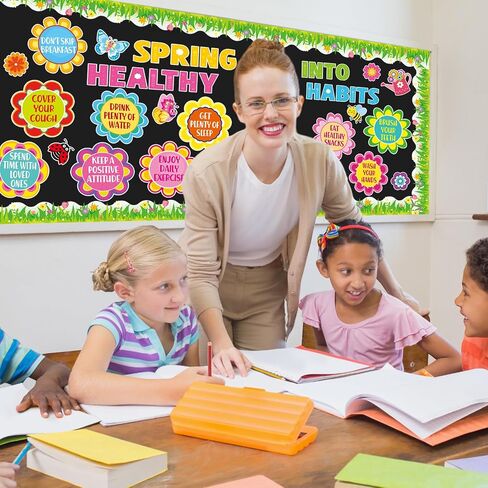 Epakh Spring Reading Bulletin Decortations مجموعة زهور الربيع زهور الفصول الدراسية ديكور زهرة الفراشة لهجات الورق لالتقاطات School School School Spring Supplies (كتاب القراءة) in Kuwait