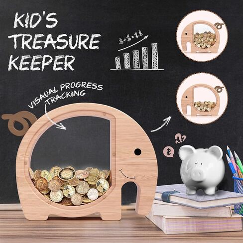 Wooden Dinosaur Piggy Bank,Cute Money Bank for Boys and Girls, Unbreakable Wood Coin Bank, Creative Saving Money Jar Personalized Present for Child Birthday & Decor in Saudi Arabia