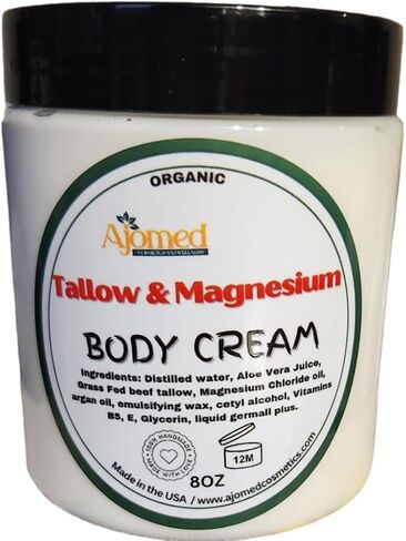 Beef Tallow & Magnesium Body butter - Grass Fed and Finished beef tallow Magnesium Cream- Handmade moisturizer for Cracked, Dry, Itchy skin- eczema cream- diaper rash (SANDALWOOD VANILLA) in Saudi Arabia