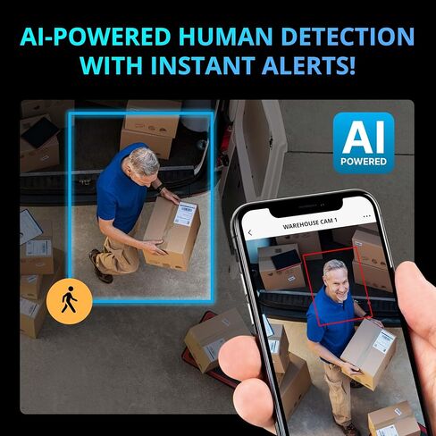 نظام كاميرا مراقبة سلكية PoE Sentinel 4K من Defender AI مع 1 تيرابايت 8Ch NVR، 4 كاميرات مراقبة خارجية معدنية 8MP/4K، اكتشاف بشري ذكي بتقنية الذكاء الاصطناعي، ردع وميض باللون الأزرق والأحمر، تطبيق للهاتف المحمول in Kuwait