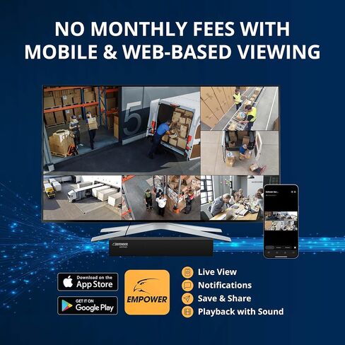 نظام كاميرا مراقبة سلكية PoE Sentinel 4K من Defender AI مع 1 تيرابايت 8Ch NVR، 4 كاميرات مراقبة خارجية معدنية 8MP/4K، اكتشاف بشري ذكي بتقنية الذكاء الاصطناعي، ردع وميض باللون الأزرق والأحمر، تطبيق للهاتف المحمول in Kuwait