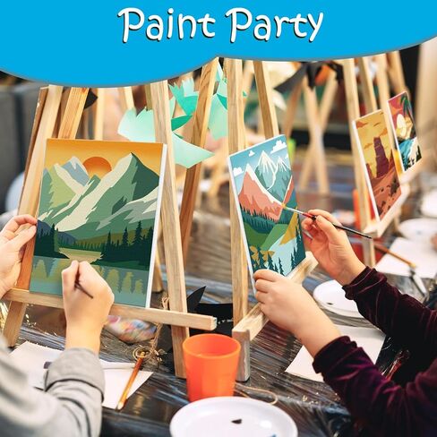 Anseal 84 Pcs Kids Paint Party Set,Canvas Painting Kit Party Favors Include 12 Pre Drawn Canvas 12 Brushes 12 Palettes 12 Set Acrylic Paints 12 Apron for Kids Students Art Paint Christmas Party in Saudi Arabia