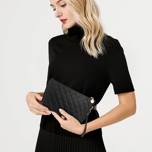 Wallet with Strap Wristlet Purses for Women Quilted Envelope Clutch Wristlet Wallet Pink Clutch Purses for Women Small Travel Size Toiletries for Women Evening Bag Pink in Saudi Arabia