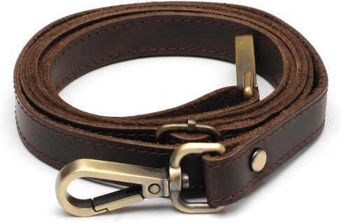 Leather Purse Strap, Handbags, MacBook and Laptop Cases, Genuine Crazy Leather Shoulder Strap, Handmade Adjustable 100% Leather Strap with Swivel Clasps, X-Large, Deep Brown in Saudi Arabia