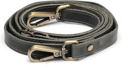 Leather Purse Strap, Handbags, MacBook and Laptop Cases, Genuine Crazy Leather Shoulder Strap, Handmade Adjustable 100% Leather Strap with Swivel Clasps, X-Large, Deep Brown in Saudi Arabia