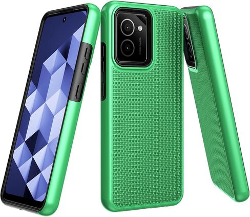 تم تصميمه لغطاء HMD Vibe Phone Case N159V TA-1590 مع واقي شاشة زجاجي مقسى ، وغطاء هاتف مزدوج للطبقة الثقيلة للحماية من الصدمات (أخضر) in Saudi Arabia