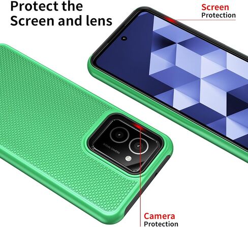 تم تصميمه لغطاء HMD Vibe Phone Case N159V TA-1590 مع واقي شاشة زجاجي مقسى ، وغطاء هاتف مزدوج للطبقة الثقيلة للحماية من الصدمات (أخضر) in Saudi Arabia