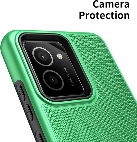 تم تصميمه لغطاء HMD Vibe Phone Case N159V TA-1590 مع واقي شاشة زجاجي مقسى ، وغطاء هاتف مزدوج للطبقة الثقيلة للحماية من الصدمات (أخضر) in Saudi Arabia