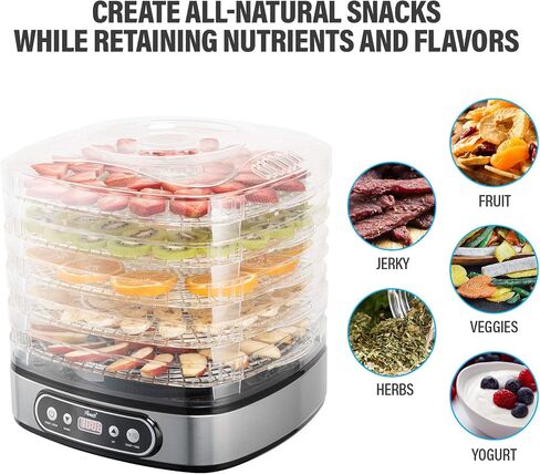 Rosewill Compact Food Dehydrator, 5 Stackable Trays with Adjustable 48H Timer and Temperature Control - Electric Food Preserver for Jerky, Fruits, Veggies, Meat & Dog Treats in Saudi Arabia