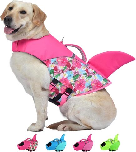 Dog Life Jacket High Buoyancy, Reflective Adjustable Dog Life Vest for Swimming Boating with Rescue Handle, Ripstop Puppy Swim Safety Vest Pet Life Preserver Lifesaver for Small Medium Large Dog (S) in Saudi Arabia