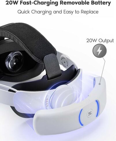 Battery Head Strap for Meta Quest 3/Quest 3s, 8000mAh Battery Pack for Quest 3/Quest 3s, 18W Fast Charging Elite Strap with Battery, Head Strap Accessories for Quest 3/Quest 3s in Saudi Arabia