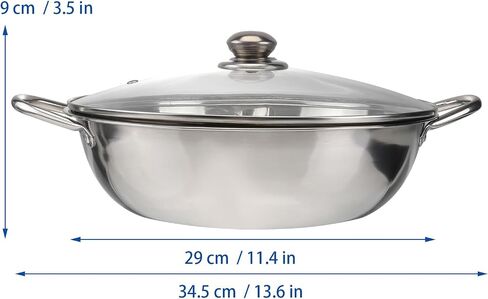 Twin Divided Hot Pot Multifunctional Stainless Steel Induction Cooker Hot Pot with Divider and Lid Dual-Sided Cookware for Induction Cooktop and Gas Stove for Shabu Shabu in Kuwait