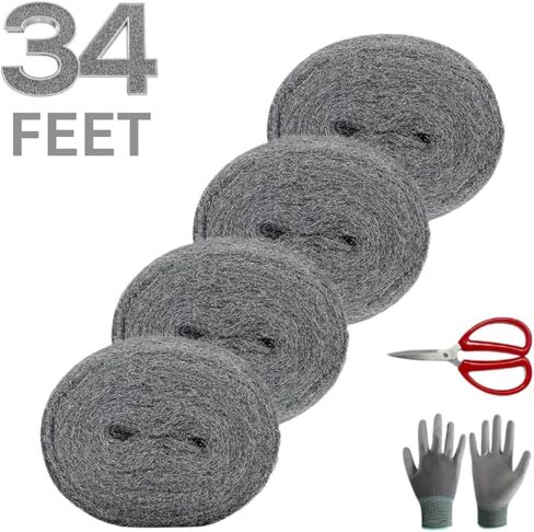 0000 Steel Wool for mice Control - 2 Pack 3"x10ft Steel Wool 0000 Grade for polishing in Saudi Arabia