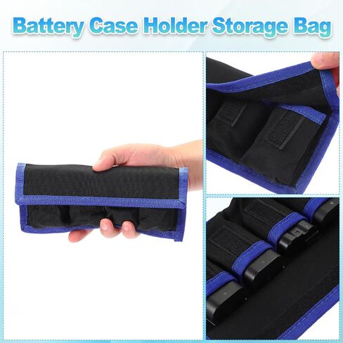 PATIKIL Camera Battery Pouch Case, 4 Pocket Nylon DSLR Battery Case Holder Storage Bag for AAA, LP-E6, LP-E8, NP-FW50, EN-EL14, EN-EL15 Batteries (Blue) in Kuwait